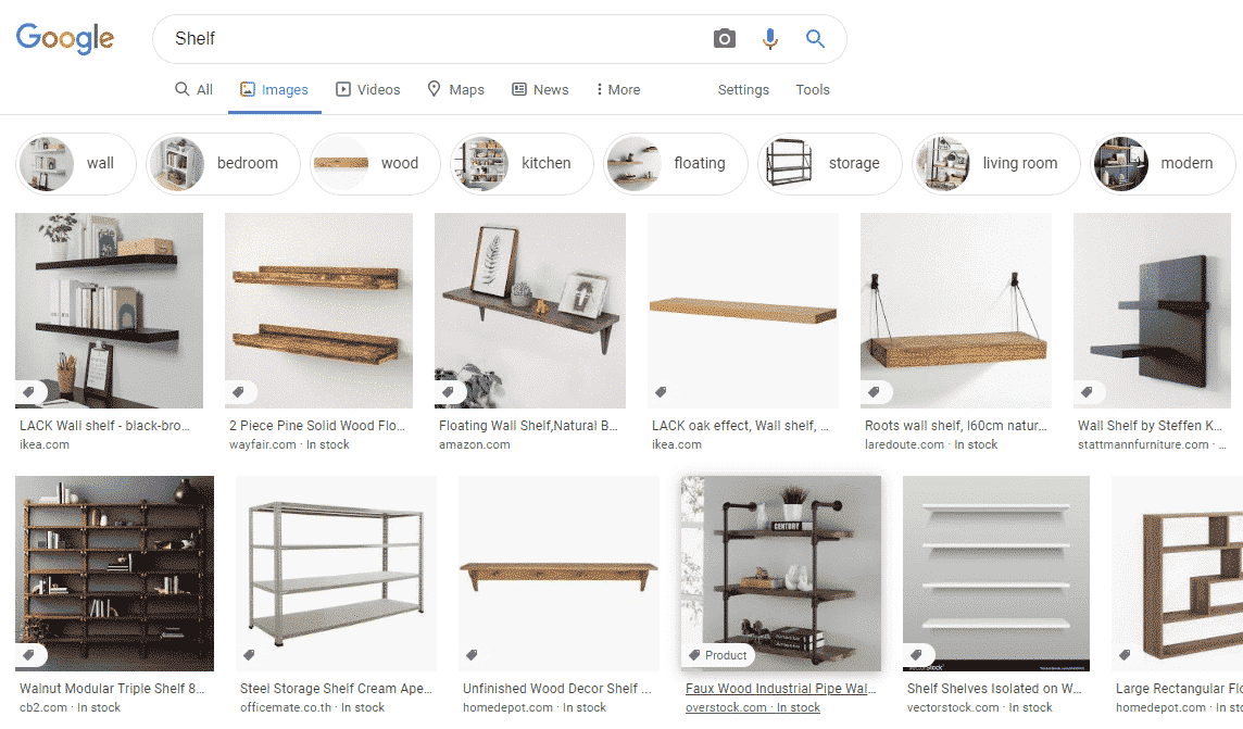 google search shelf