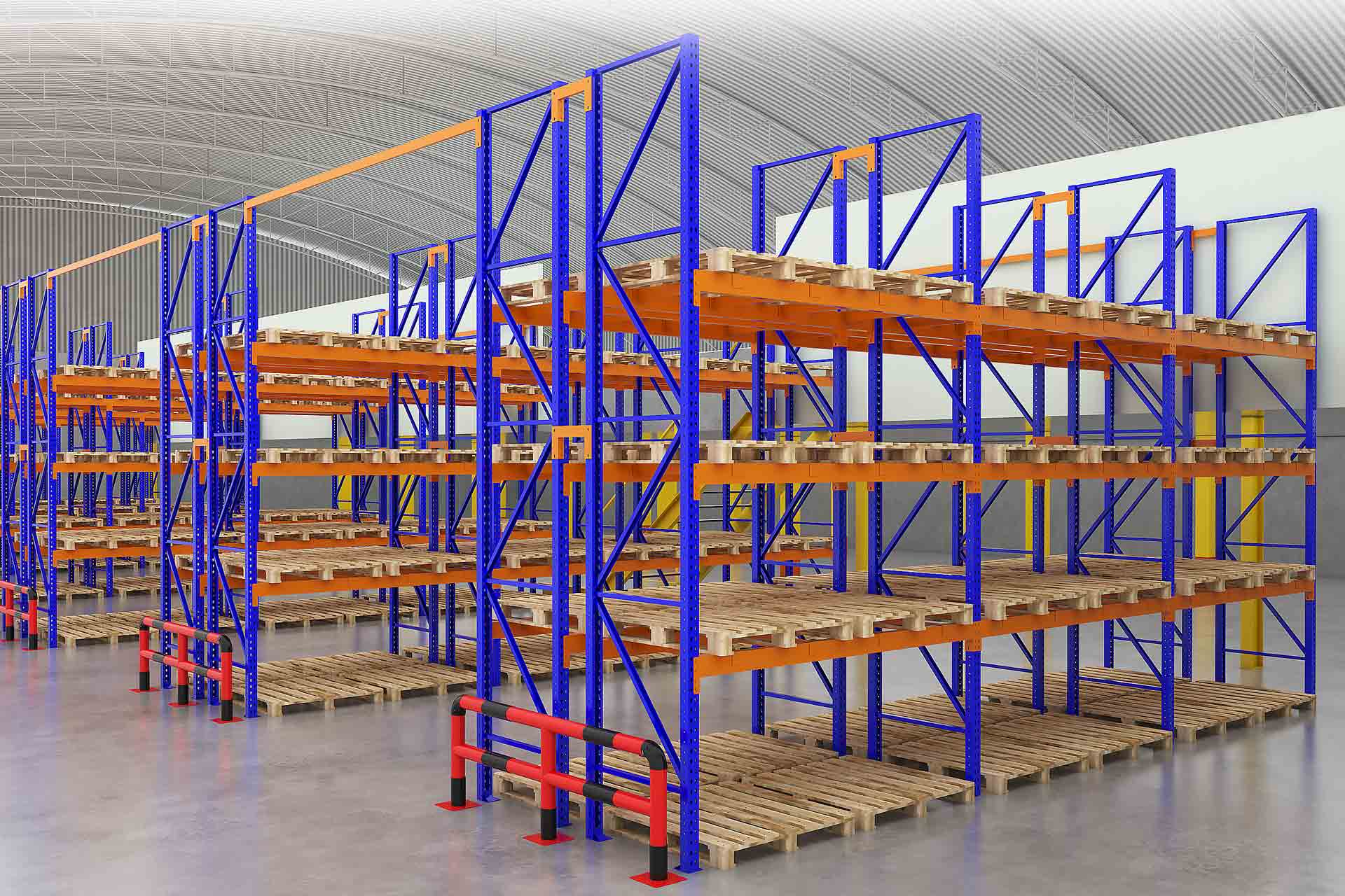 ชั้นวางพาเลท ชั้นวางสินค้าในโรงงานอุตสาหกรรม 3D ร้านประเสริฐภัณฑ์