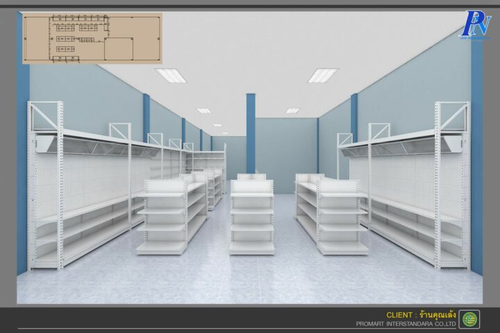 ภาพ 3D ด้านหน้า ออกแบบจัดร้านอุปกรณ์ไฟฟ้า ร้านคุณเล้ง จากสปป.ลาว
